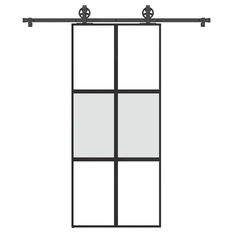 Porta Scorrevole Ferramenta 90x205 cm Vetro Temperato Alluminio