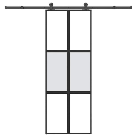 Porta Scorrevole Ferramenta 76x205 cm Vetro Temperato Alluminio