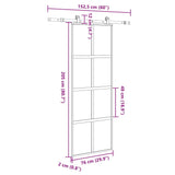 Porta Scorrevole Ferramenta 76x205 cm Vetro Temperato Alluminio