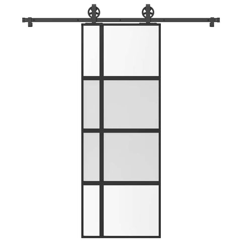 Porta Scorrevole Ferramenta 76x205 cm Vetro Temperato Alluminio