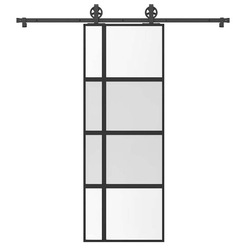 Porta Scorrevole Ferramenta 76x205 cm Vetro Temperato Alluminio