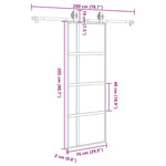 Porta Scorrevole Ferramenta 76x205 cm Vetro Temperato Alluminio