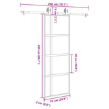 Porta Scorrevole Ferramenta 76x205 cm Vetro Temperato Alluminio