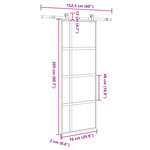 Porta Scorrevole Ferramenta 76x205 cm Vetro Temperato Alluminio