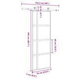 Porta Scorrevole Ferramenta 76x205 cm Vetro Temperato Alluminio