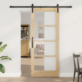 Porta scorrevole ORKDAL Naturale e Nero 83 x 202 cm