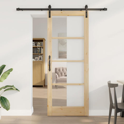 Porta scorrevole ORKDAL Naturale e Nero 83 x 211 cm