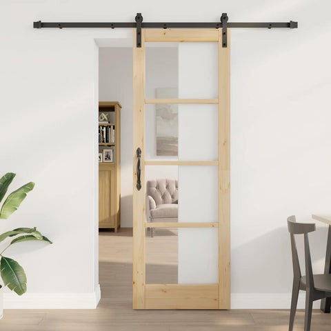 Porta scorrevole ORKDAL Naturale e Nero 73,5 x 211 cm