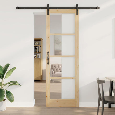 Porta scorrevole ORKDAL Naturale e Nero 78 x 232 cm