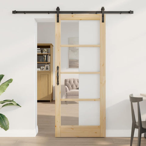Porta scorrevole ORKDAL Naturale e Nero 83 x 202 cm