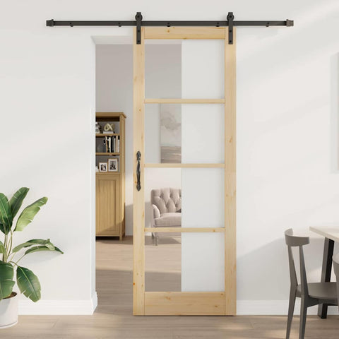 Porta scorrevole ORKDAL Naturale e Nero 83 x 232 cm