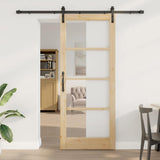 Porta scorrevole ORKDAL Naturale e Nero 86 x 211 cm