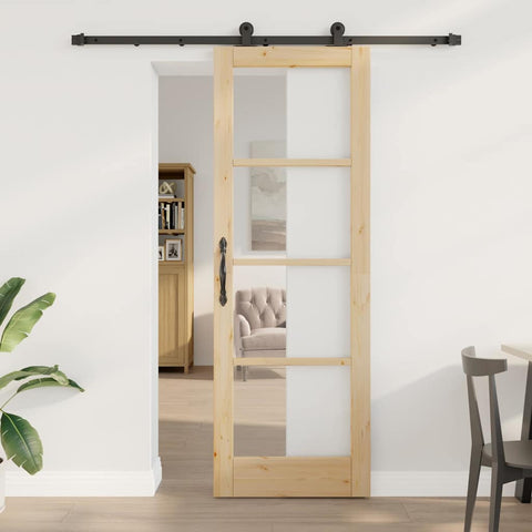 Porta scorrevole ORKDAL Naturale e Nero 73,5 x 211 cm