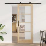 Porta scorrevole ORKDAL Naturale e Nero 83 x 211 cm