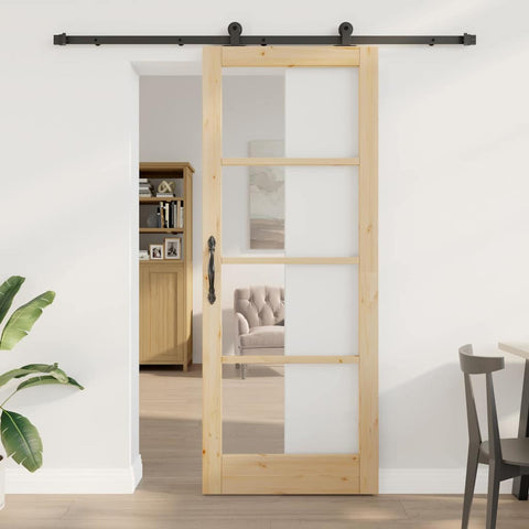 Porta scorrevole ORKDAL Naturale e Nero 83 x 211 cm