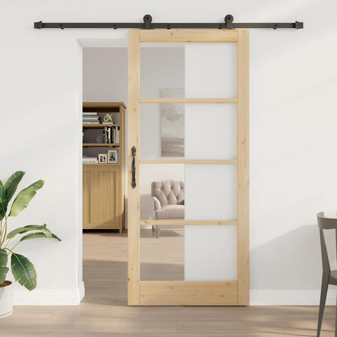 Porta Scorrevole ORKDAL Marrone 93 x 211 cm Legno e metallo