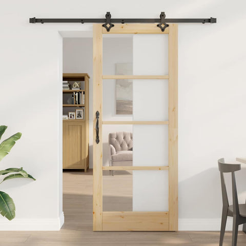 Porta scorrevole ORKDAL Naturale e Nero 83 x 202 cm