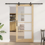 Porta scorrevole ORKDAL Naturale e Nero 93 x 202 cm
