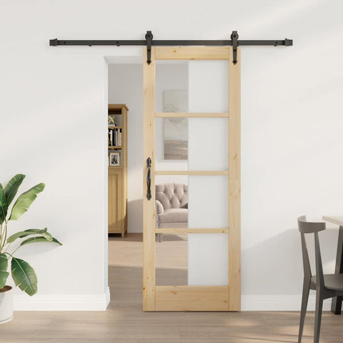 Porta Scorrevole Marrone 73.5 x 198.5 cm Legno e metallo