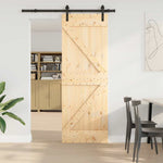 Porta Scorrevole con Set Hardware 70x210 cm Legno Massello Pino