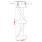 Porta Scorrevole con Set Hardware 70x210 cm Legno Massello Pino