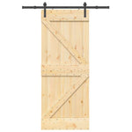 Porta Scorrevole con Set Hardware 85x210 cm Legno Massello Pino