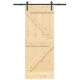 Porta Scorrevole con Set Hardware 85x210 cm Legno Massello Pino