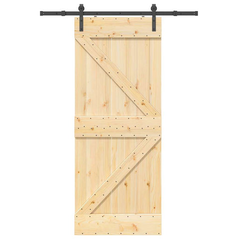 Porta Scorrevole con Set Hardware 85x210 cm Legno Massello Pino