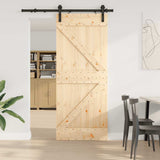 Porta Scorrevole con Set Hardware 85x210 cm Legno Massello Pino