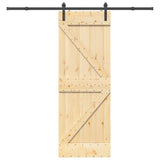 Porta Scorrevole con Set Hardware 70x210 cm Legno Massello Pino