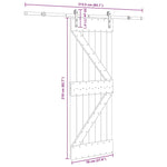 Porta Scorrevole con Set Hardware 70x210 cm Legno Massello Pino