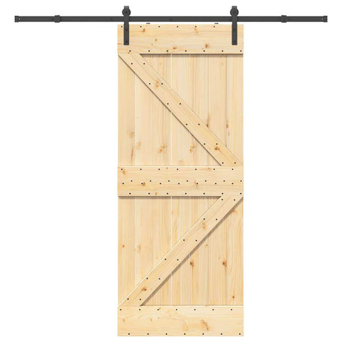 Porta Scorrevole con Set Hardware 85x210 cm Legno Massello Pino