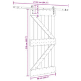 Porta Scorrevole con Set Hardware 90x210 cm Legno Massello Pino