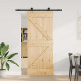 Porta Scorrevole con Set Hardware 85x210 cm Legno Massello Pino