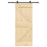 Porta Scorrevole con Set Hardware 70x210 cm Legno Massello Pino