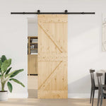 Porta Scorrevole con Set Hardware 70x210 cm Legno Massello Pino