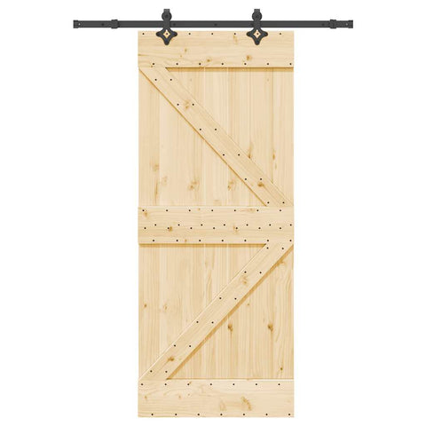 Porta Scorrevole con Set Hardware 85x210 cm Legno Massello Pino