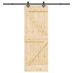 Porta Scorrevole con Set Hardware 70x210 cm Legno Massello Pino