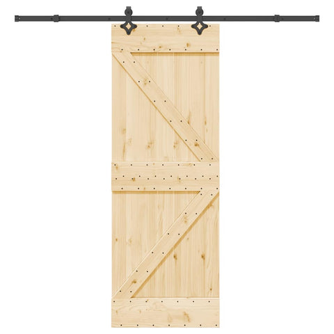 Porta Scorrevole con Set Hardware 70x210 cm Legno Massello Pino