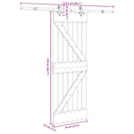 Porta Scorrevole con Set Hardware 70x210 cm Legno Massello Pino