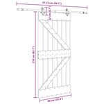 Porta Scorrevole con Set Hardware 90x210 cm Legno Massello Pino