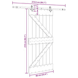 Porta Scorrevole con Set Hardware 90x210 cm Legno Massello Pino