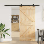 Porta Scorrevole con Set Hardware 90x210 cm Legno Massello Pino