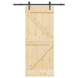 Porta Scorrevole con Set Hardware 85x210 cm Legno Massello Pino