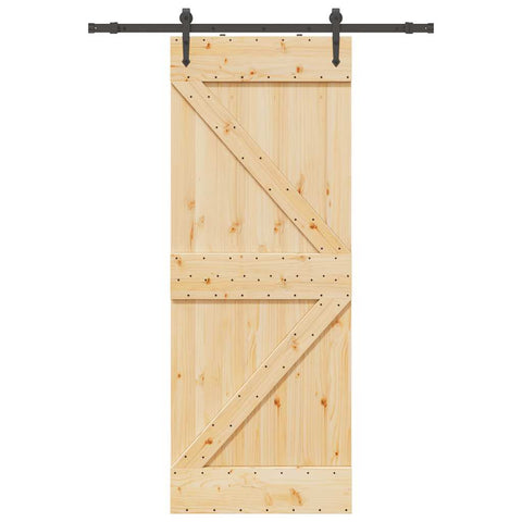 Porta Scorrevole con Set Hardware 80x210 cm Legno Massello Pino