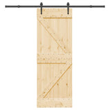 Porta Scorrevole con Set Hardware 70x210 cm Legno Massello Pino