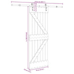 Porta Scorrevole con Set Hardware 70x210 cm Legno Massello Pino