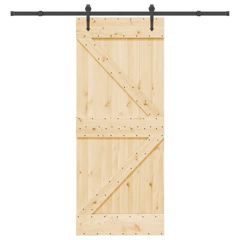 Porta Scorrevole con Set Hardware 85x210 cm Legno Massello Pino