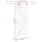 Porta Scorrevole con Set Hardware 85x210 cm Legno Massello Pino