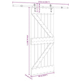 Porta Scorrevole con Set Hardware 85x210 cm Legno Massello Pino